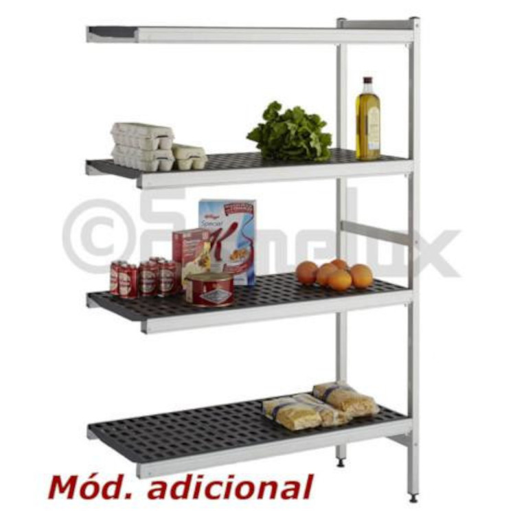M�dulo adicional de estanter�a Duralinox con 4 estantes de polipropileno